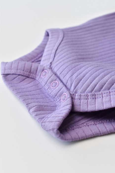 Body Bebe Unisex cu maneca lunga din 95% bumbac organic cu 5% elastan - Mov, BabyCosy [6]