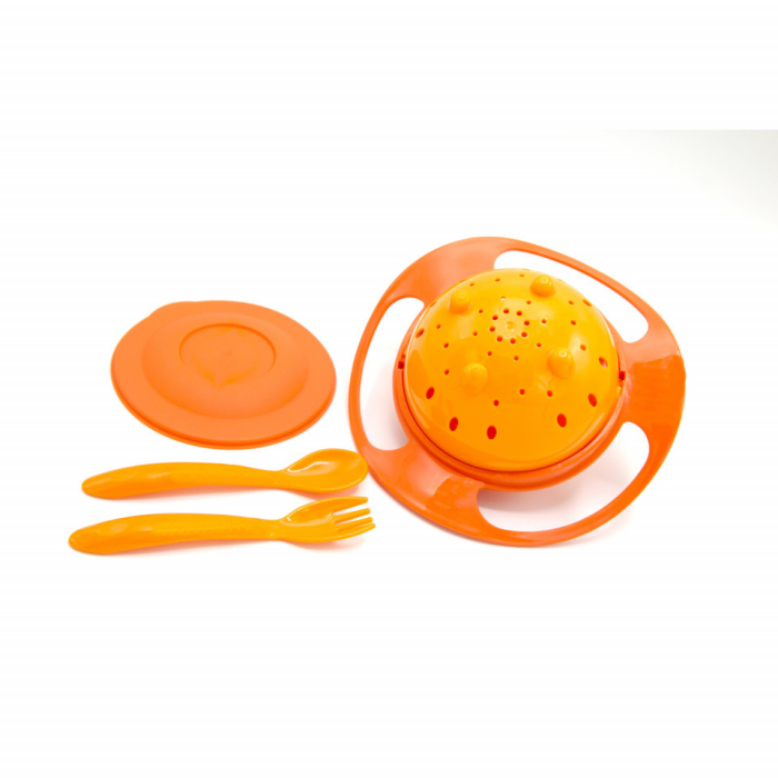 Bol multifunctional cu capac si rotire 360 grade BabyJem Amazing Bowl (Culoare: Gri) [7]