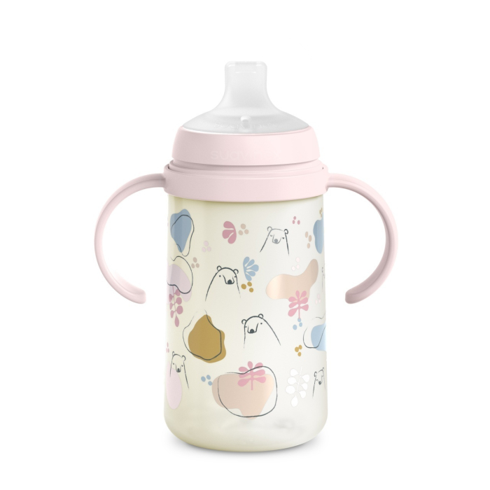 Cana cu muștiuc din silicon, 270 ml, Bears, roz, Suavinex [2]