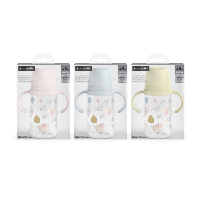 Cana cu muștiuc din silicon, 270 ml, Bears, roz, Suavinex [4]