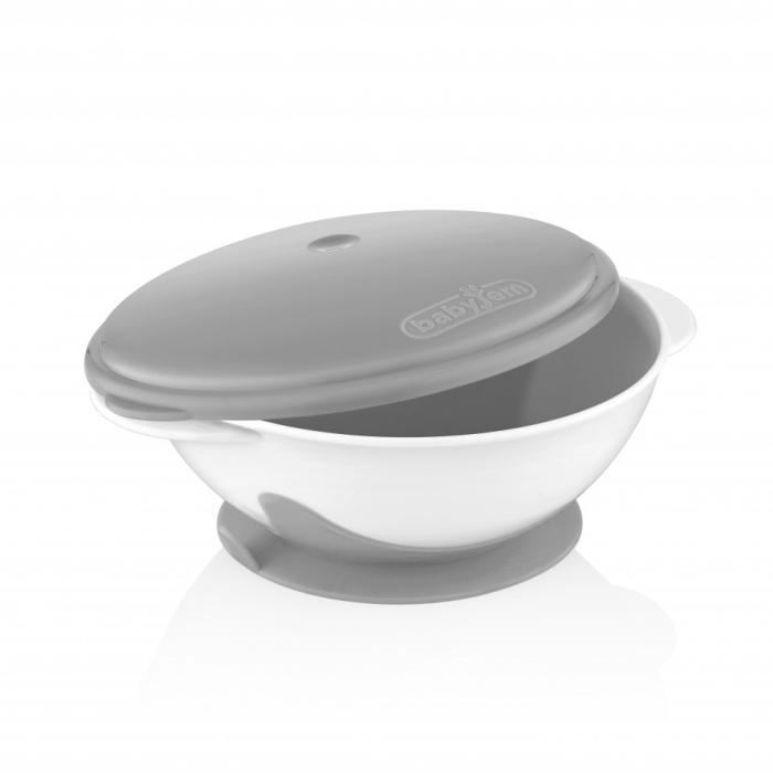 Castron cu ventuza si capac BabyJem (Culoare: Roz) [4]