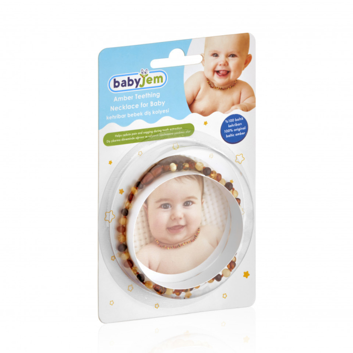 Colier din chihlimbar pentru copii BabyJem (Culoare: Curcubeu) [11]