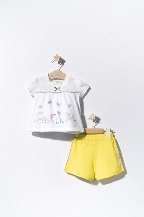 Compleu 2 piese cu pisicute pentru bebelusi, Tongs baby - Rosu [3]