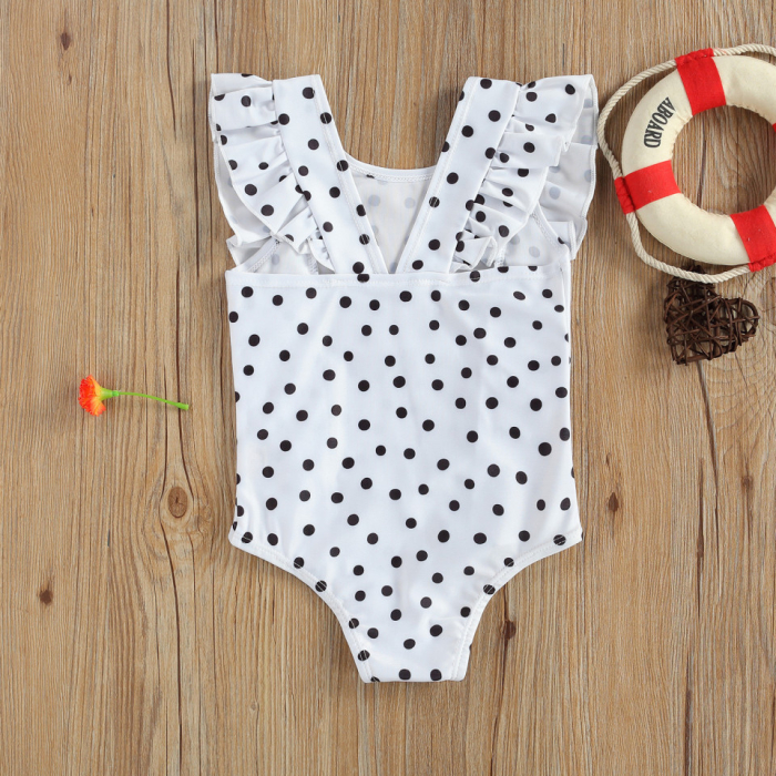 Costum de baie cu bulinute alb/negru Drool - Alb [6]