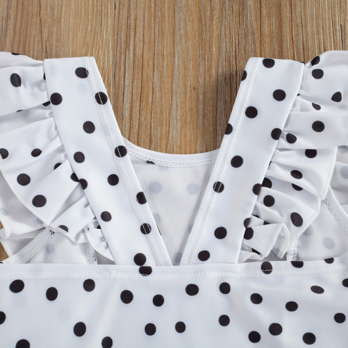 Costum de baie cu bulinute alb/negru Drool - Alb [4]