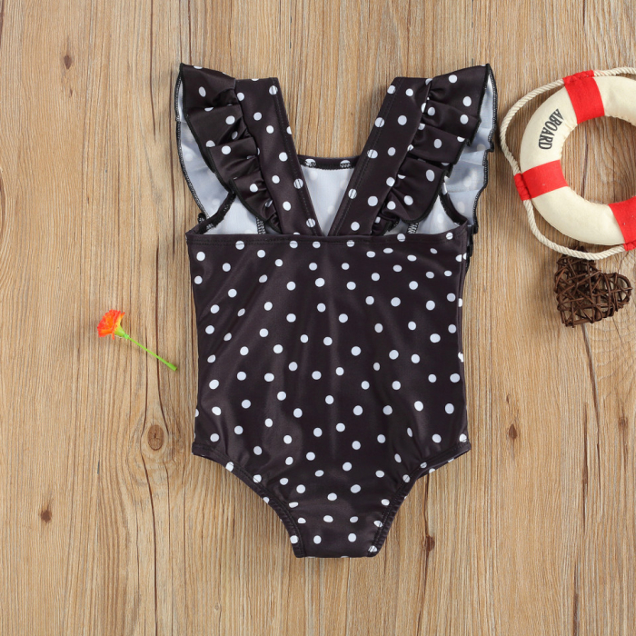 Costum de baie cu bulinute alb/negru Drool - Alb [2]
