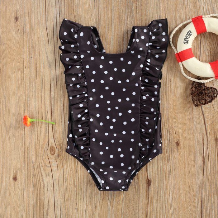 Costum de baie cu bulinute alb/negru Drool - Alb [3]