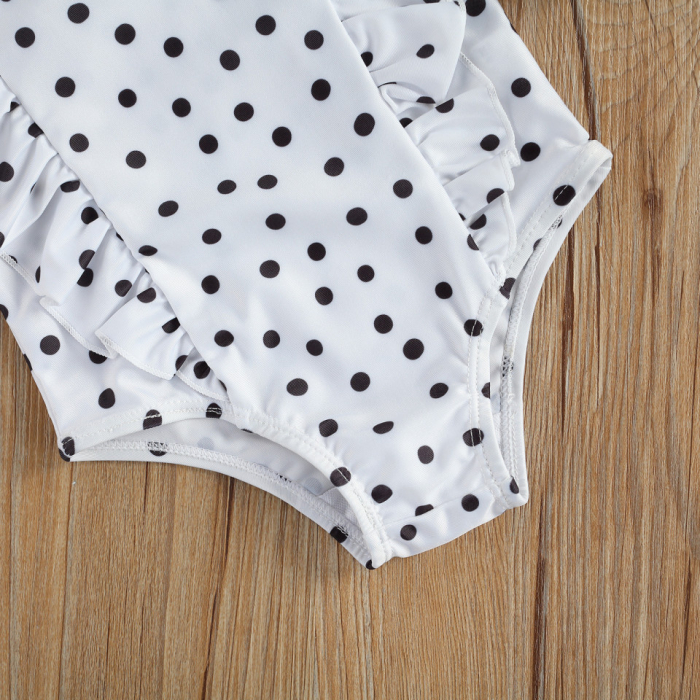 Costum de baie cu bulinute alb/negru Drool - Alb [7]