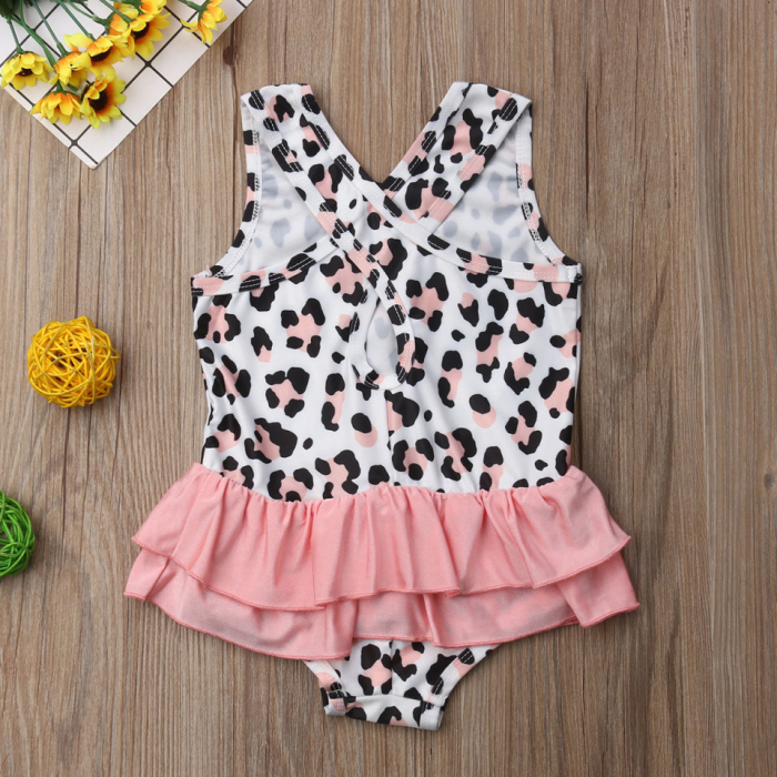 Costum de baie leopard roz cu volan Drool [4]