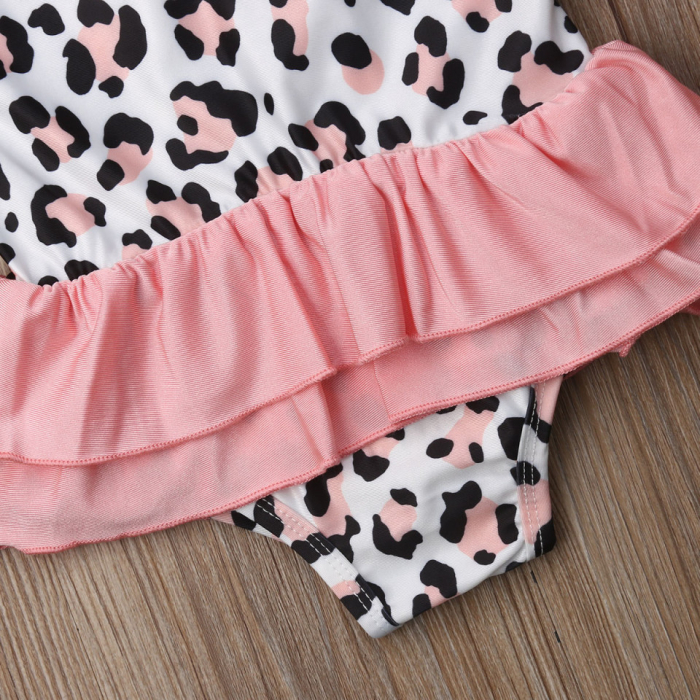 Costum de baie leopard roz cu volan Drool [6]