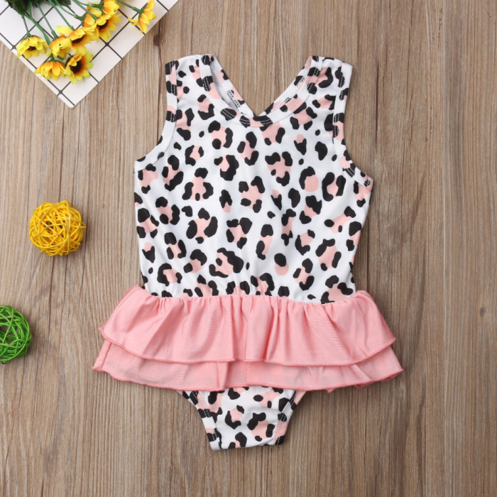 Costum de baie leopard roz cu volan Drool [2]