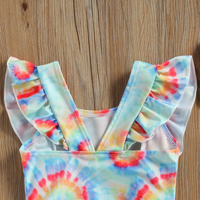 Costum de baie multicolor cu volanne verticale Drool [3]