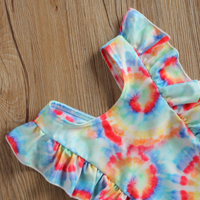 Costum de baie multicolor cu volanne verticale Drool [4]