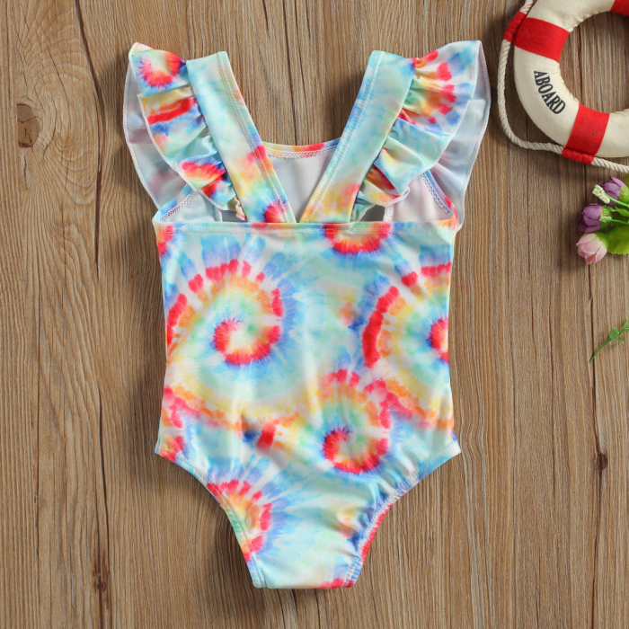 Costum de baie multicolor cu volanne verticale Drool [2]