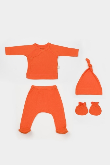 Cutie 4 piese pentru nou nascut - 100% bumbac organic - Portocaliu, BabyCosy [3]