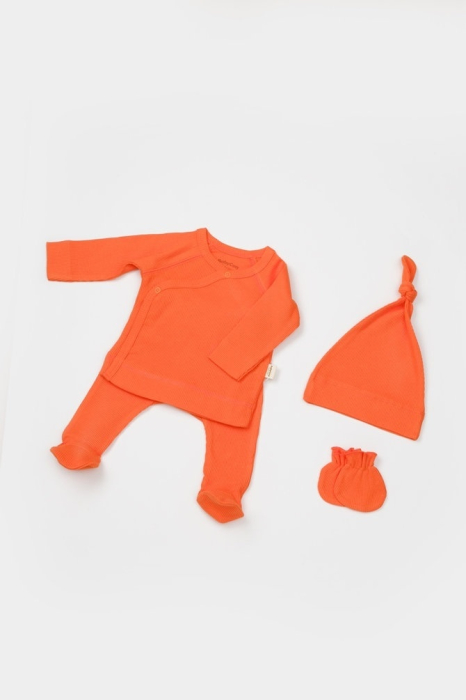 Cutie 4 piese pentru nou nascut - 100% bumbac organic - Portocaliu, BabyCosy [7]
