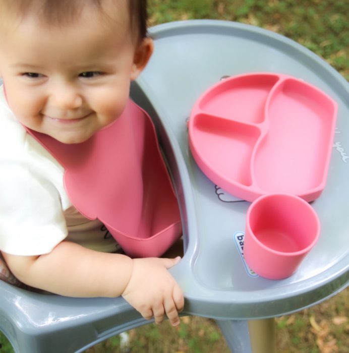 Farfurie din silicon cu 3 compartimente pentru auto-diversificare BabyJem (Culoare: Gri) [10]