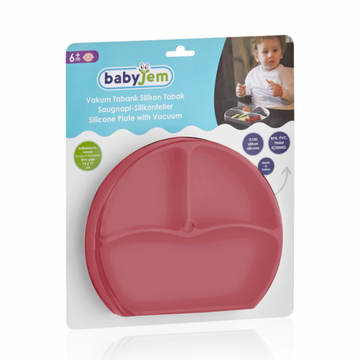 Farfurie din silicon cu 3 compartimente pentru auto-diversificare BabyJem (Culoare: Gri) [11]