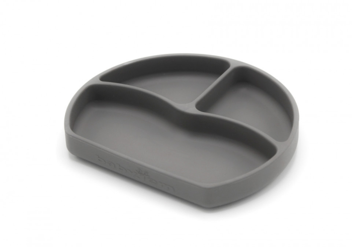Farfurie din silicon cu 3 compartimente pentru auto-diversificare BabyJem (Culoare: Gri) [7]