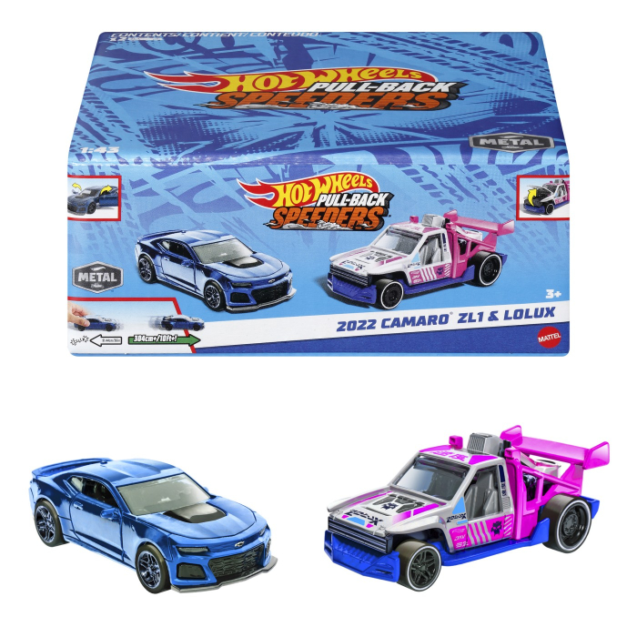 HOT WHEELS SET 2 MASINUTE METALICE PULL BACK CAMARO ZL1 2022 SI LOLUX 1:43 [5]