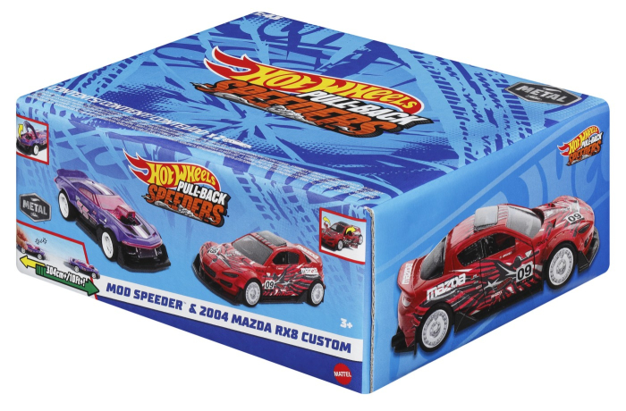 HOT WHEELS SET 2 MASINUTE METALICE PULL BACK MOD SPEEDER SI 2004 MAZDA RX8 CUSTOM 1:43 [2]