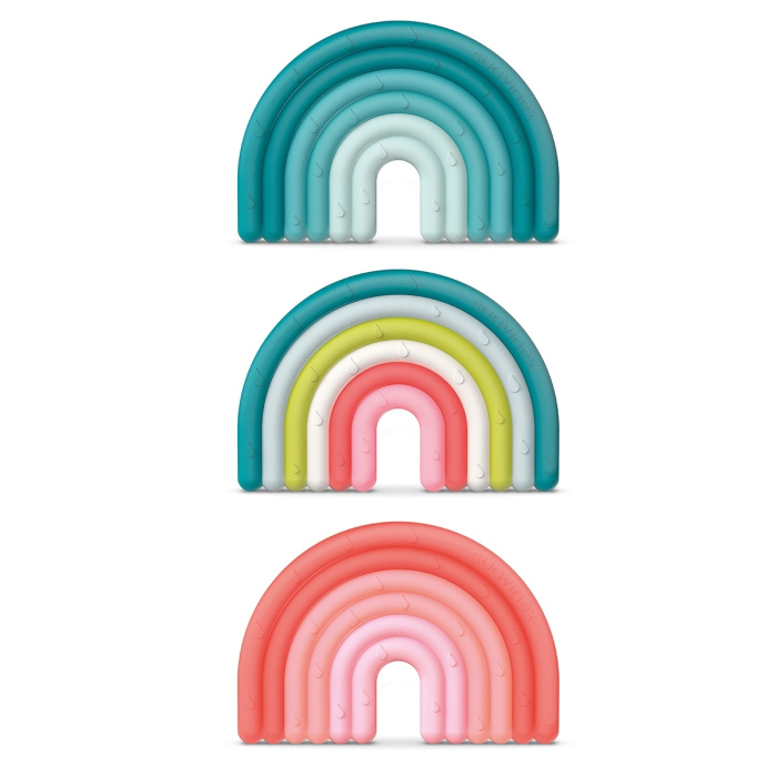 Inel de dentiție din silicon Curcubeu, roz, Suavinex [2]