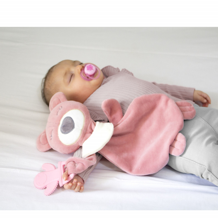 Jucarie atasament cu jucarie dentitie Sleeping Friend BabyJem (Culoare: Roz) [6]