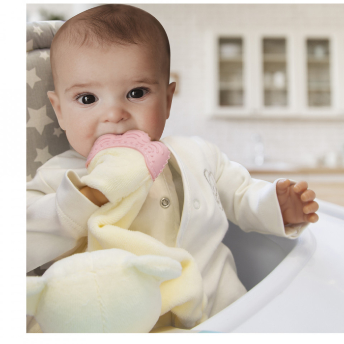Jucarie atasament cu manusa dentitie BabyJem (Culoare: Roz) [4]