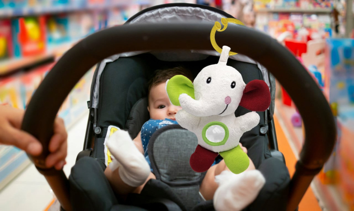 Jucarie cu vibratii pentru bebelusi BabyJem, Elefantel din plus, 6 luni+ (Culoare: Rosu/Verde) [6]