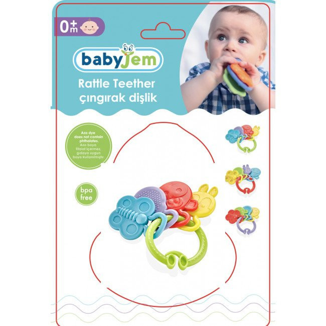 Jucarie dentitie Rattle Teether BabyJem (Culoare: Rosu) [5]