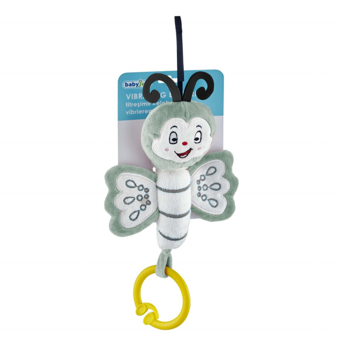 Jucarie din plus cu vibratii pentru bebelusi Fluture, 6 luni+, BabyJem (Culoare: Roz) [10]