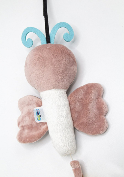 Jucarie din plus cu vibratii pentru bebelusi Fluture, 6 luni+, BabyJem (Culoare: Roz) [5]