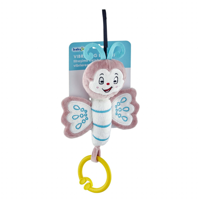 Jucarie din plus cu vibratii pentru bebelusi Fluture, 6 luni+, BabyJem (Culoare: Roz) [6]