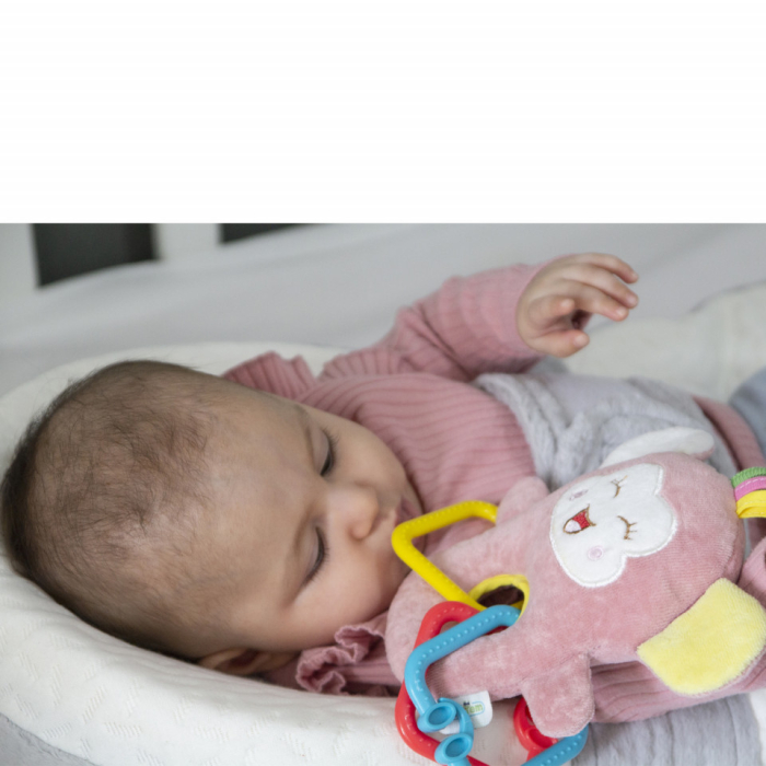 Jucarie din plus pentru bebelusi cu inele dentitie Funny Monkey BabyJem (Culoare: Roz) [9]
