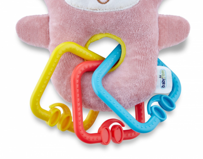 Jucarie din plus pentru bebelusi cu inele dentitie Funny Monkey BabyJem (Culoare: Roz) [4]