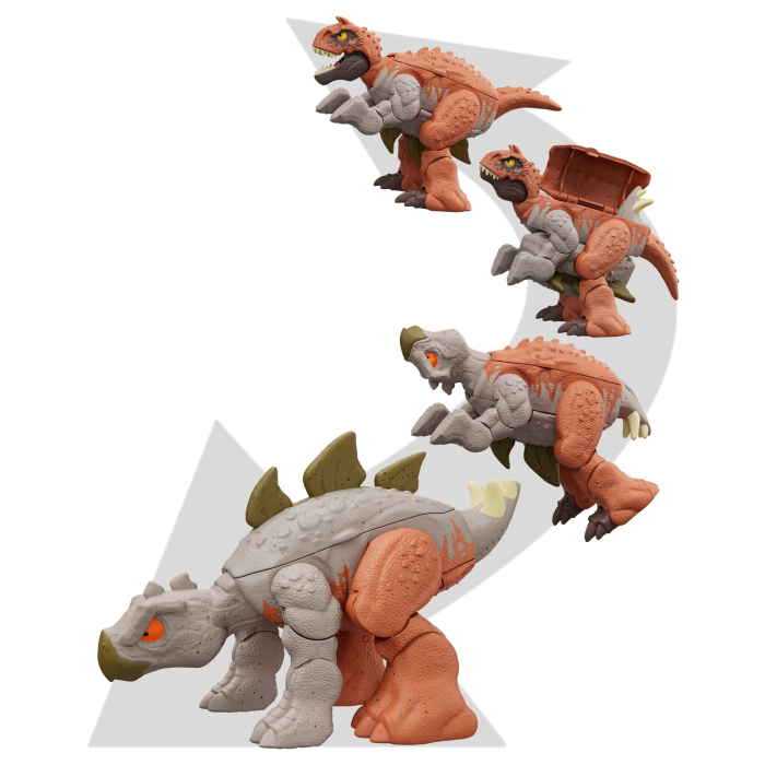 JURASSIC WORLD FIERCE CHANGERS DOUBLE DANGER DINOZAUR TRANSFORMABIL CARNOTAURUS SI STEGOSAURUS [4]