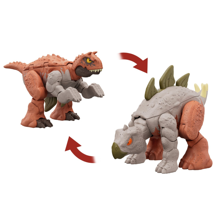 JURASSIC WORLD FIERCE CHANGERS DOUBLE DANGER DINOZAUR TRANSFORMABIL CARNOTAURUS SI STEGOSAURUS [3]