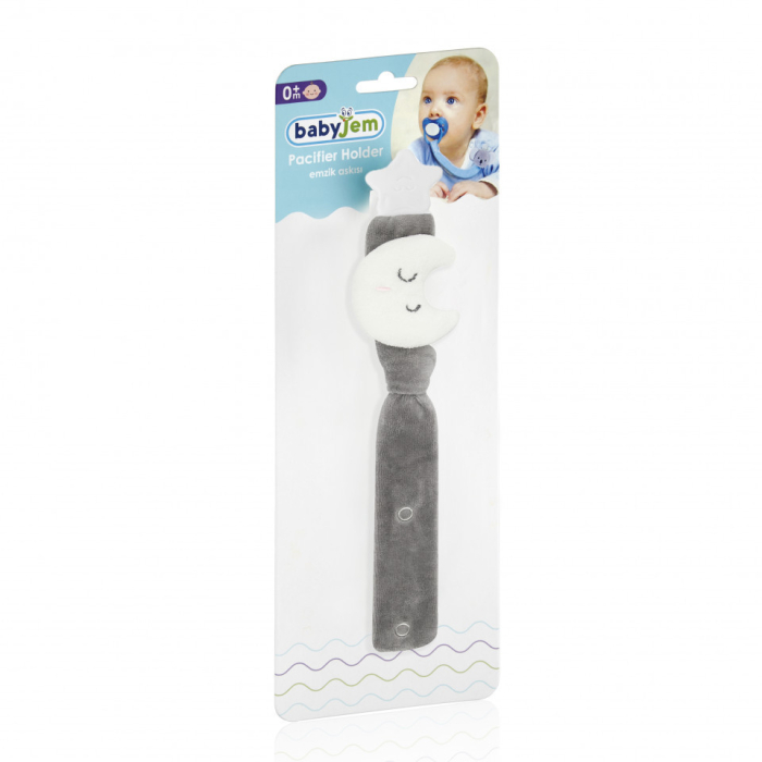 Lant pentru suzeta din material textil cu steluta BabyJem (Culoare: Gri) [12]