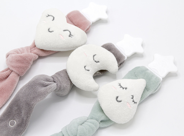 Lant pentru suzeta din material textil cu steluta BabyJem (Culoare: Gri) [5]