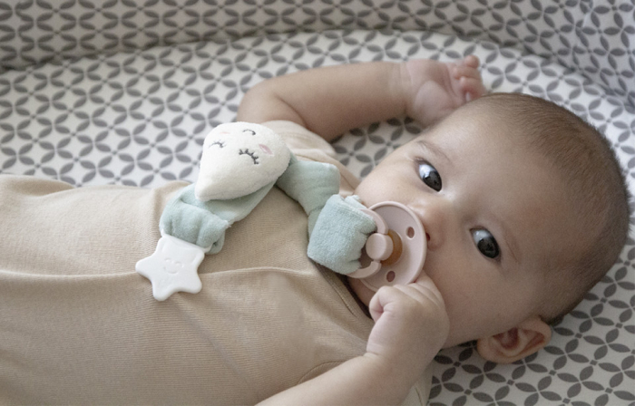 Lant pentru suzeta din material textil cu steluta BabyJem (Culoare: Gri) [6]