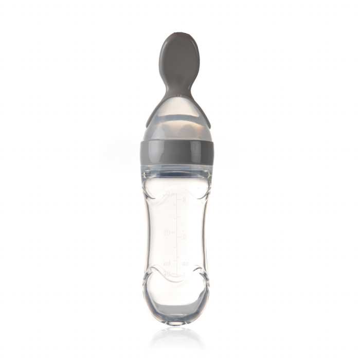 Lingurita cu rezervor pentru bebelusi, BabyJem, cu capac protectie, 90 ml (Culoare: Gri) [9]