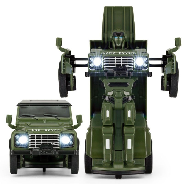 MASINUTA METALICA CONVERTIBILA LAND ROVER DEFENDER VERDE CU SCARA 1 LA 32 [3]