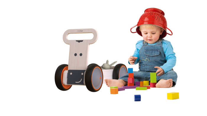Masinuta ride-on, premergator si carucior de jucarii MamaToyz DriveMe Soft, Vacuta - Jucarie din lemn 3 in 1 [4]