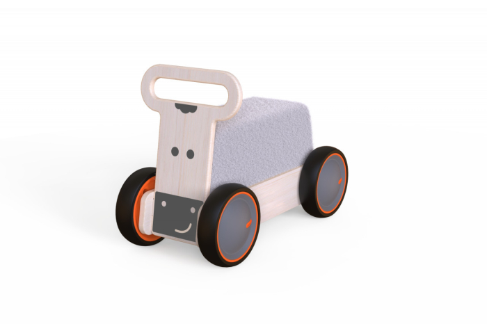 Masinuta ride-on, premergator si carucior de jucarii MamaToyz DriveMe Soft, Vacuta - Jucarie din lemn 3 in 1 [2]