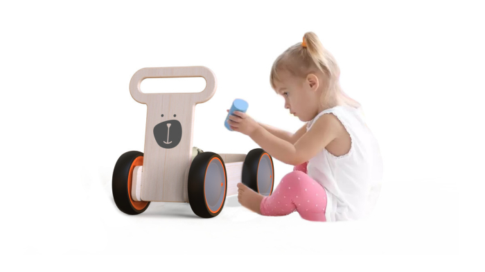 Masinuta ride-on, premergator si carucior de jucarii MamaToyz DriveMe Soft, Vacuta - Jucarie din lemn 3 in 1 [7]