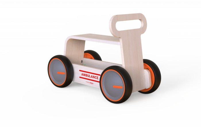Masinuta ride-on, premergator si carucior de jucarii MamaToyz DriveMe Wood, Ambulanta - Jucarie din lemn 3 in 1 [7]