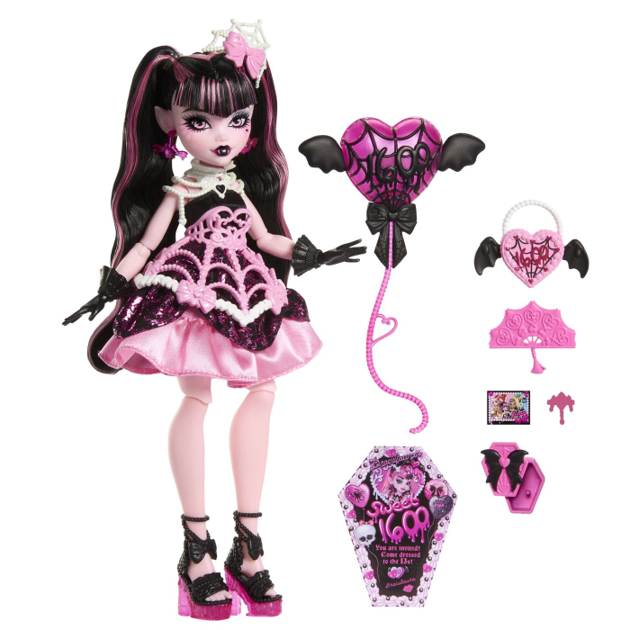 MONSTER HIGH ZIUA DE NASTERE DULCE SI INFRICOSATOARE PAPUSA DRACULAURA CU ACCESORII [2]