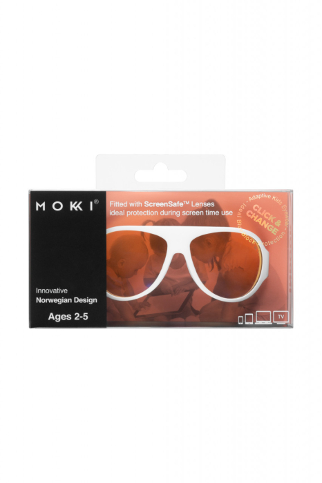 Ochelari cu protecție ecran pentru copii MOKKI Click u0026 Change ScreenSafe, 2-5 ani, alb [4]