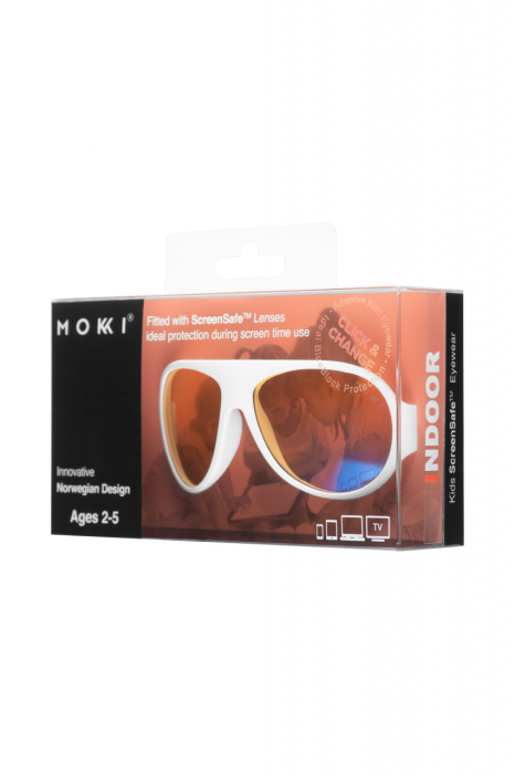 Ochelari cu protecție ecran pentru copii MOKKI Click u0026 Change ScreenSafe, 2-5 ani, alb [2]