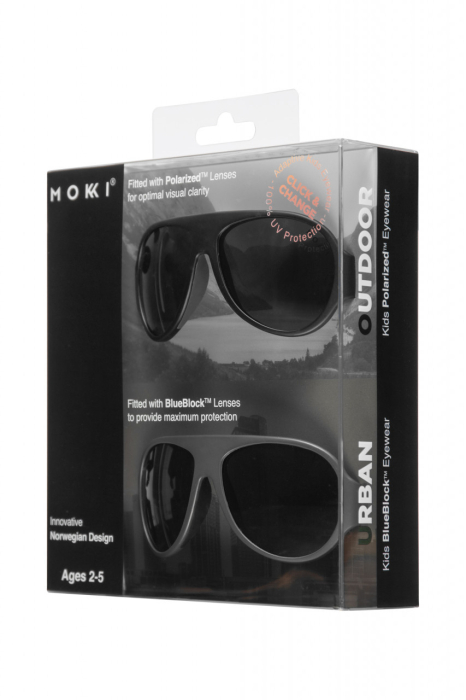 Ochelari de soare pentru copii MOKKI Click u0026 Change, protectie UV, negru, 2-5 ani, set 2 perechi [12]